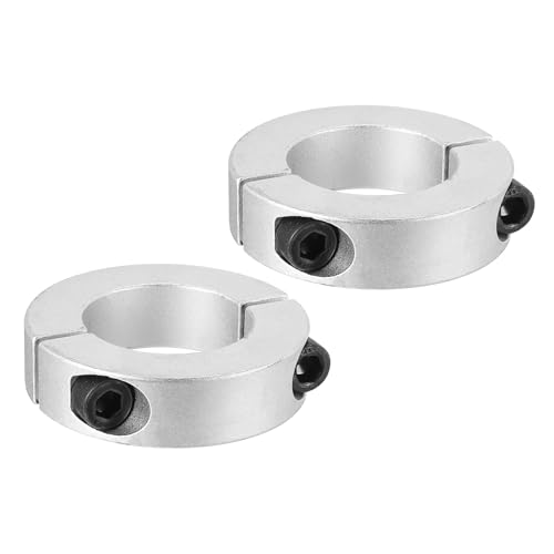 PATIKIL Geteilte Stellringe 50mm Langweilige 85mm OD 22mm Dicke, 2er-Pack Aluminiumlegierung Tiefenanschlagringe Klemm mit Gewindestift für die Maschinenbauindustrie, Silber