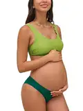CUPSHE Damen Umstandsbadeanzug Bikini Set U Ausschnitt Wellenkante Low Waist Bikini Einteilige Umstandsbademode Swimsuit Birnengrün L