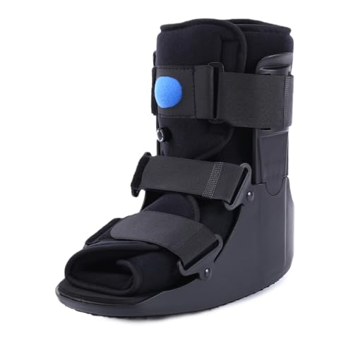 GHORTHOUD Aufblasbarer Wanderschuh, orthopädischer Fuß, Frakturschuh, ultraleichter Wanderschuh für verstauchten Knöchel, Stressfraktur, gebrochenen Fuß oder Achillessehnenentzündung Schwarz (M)
