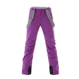 Skihose Damen Wasserdichte Professionelle Schneehose Winddichte Hosenträgerhose Winter Outdoor Regenhose Warme Wanderhose Snowboard Softshellhose mit abnehmbaren Trägern Overall & Schneefang Purple S