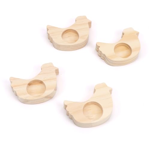 TaleMoon 4 Stück Eierbecher Ostern Küken,Ostern Eierbecher Set aus Holz,Oster Deko,Ostern Basteln Geschenke für Kinder,Lustig Eierbecher Holz für Frühstück und Brunch