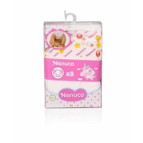 Nenuco - Zubehör 3 Windelpaket, Spielset, Wickelpaket, Zubehör für Ihre Babypuppe, Spielzeugzubehör für Puppen, Jungen und Mädchen ab 2 Jahren, Famosa (NFN41000)