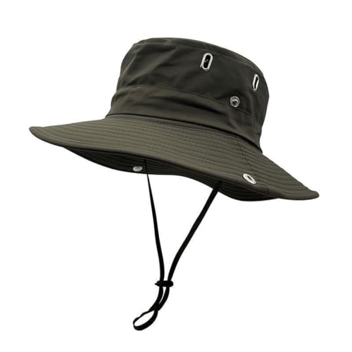 EOYVAIL Outdoor Hüte für Herren,Fischerhut, wasserdichter Eimerhut, schnell trocknender dünner Sommer-Wanderhut, Unisex (Militärgrün)