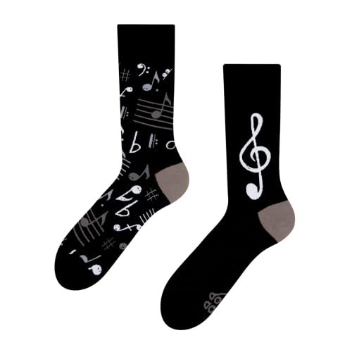 Dedoles Socken Unisex Damen Herren & Kinder Baumwolle viele lustige Designs 1 Paar Geschenk links rechts verschieden, Farbe Schwarz, Motiv Musik, Gr. 39-42
