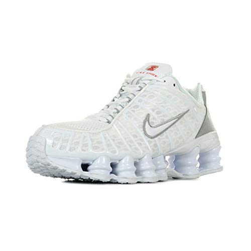NIKE Herren Shox TL Sneaker, Mehrfarbig (White/White/Metallic Silver/Max Orange 000), 41 EU