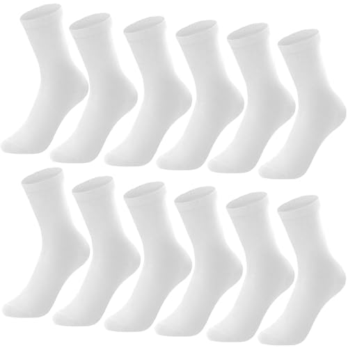 L&K-II 12er Kindersocken Sportsocken für Jungen Teenager Jugend aus Baumwolle Wintersocken lang 2027 weiss Gr.39-42
