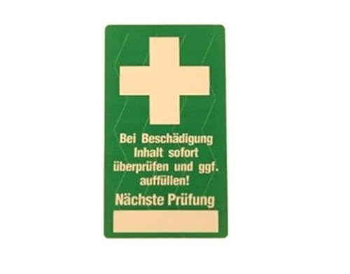 10x Erste Hilfe Siegel Verbandskasten Prüfsiegel Kontrollsiegel 25x45mm selbstklebend made by MBS-SIGNS®