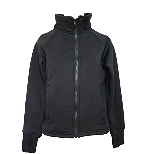 UniqGarb Eiskunstlauf-Jacke, warm, Fleece, halb-tailliert, für Mädchen und Damen, UGJK2, Farbe: Schwarz, 7 Jahre