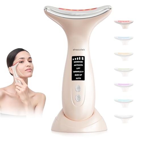 Gesicht Massagegerät Gesichtsmassagegerät Face Gerät: 6 Modi EMS Anti Gegen Falten Massage Gesichtsgerät 7 Light Schönheit - 45℃ Beauty Hautstraffung Lifting Lichttherapie Massager Für Damen Herren