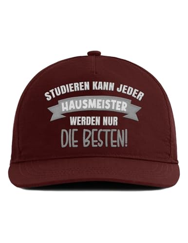 tshirtladen - Bordeaux Snapback mit Spruch „Studieren kann jeder - Hausmeister Werden nur die Besten“ - Lustige Cap für Männer mit Praxis, Werkzeug und Haltung