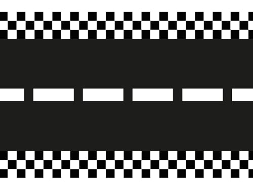Tischläufer Rennstrecke 40x500cm Vlies - Deko Tischband Rennbahn mit Mittelstreifen und Streckenbegrenzung - Tischdeko Bodendeko Kindergeburtstag Party
