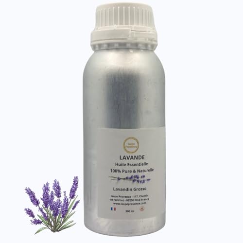 Ätherisches Lavendelöl, 1 Liter, französischer Produzent/Ernte von Lustigen, 100 % rein und natürlich, für Diffusor, Aromatherapie, Entspannung, Massagen