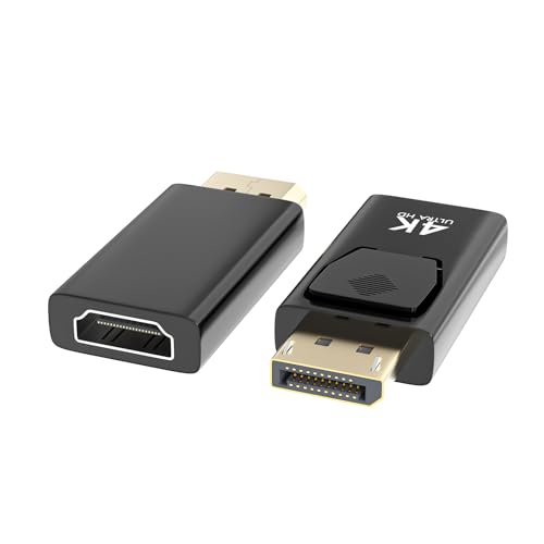 2 Stücke Displayport auf HDMI,4K DP auf HDMI,HDMI Displayport Adapter,HDMI zu Displayport,Adapter Displayport auf Hdmi,Displayport auf HDMI Adapter,DP auf HDMI Adapter für Dell,Lenovo,HP,GPU,AMD