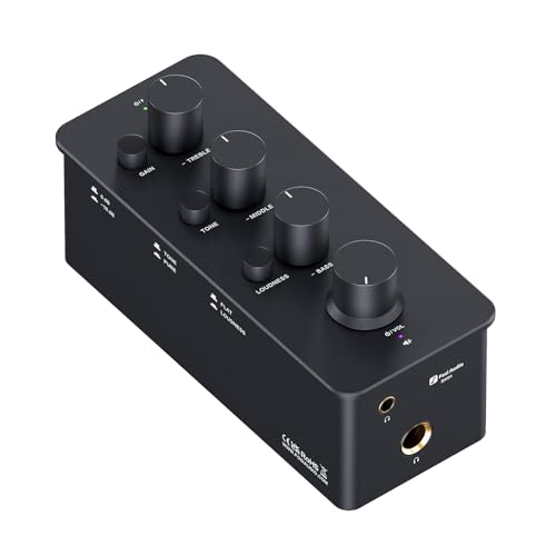 Fosi Audio SK01 Hi-Fi Kopfhörer-Verstärker, Equalizer Vorverstärker mit Bass Mittel Höhen Klangregler & Loudness-Kompensation, tragbarer Klass-A Analog Verstärker für 3,5mm & 6,35mm Buchsen E Gitarre