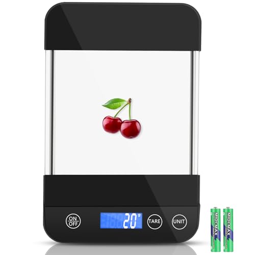 Apritsce Küchenwaage Digital, 15KG Küchenwage mit Geneigtes LCD Display und Tara Funktion, Hochpräzise 1g Kitchen Scale, Halbtransparent Waage Küche zum Backen und Kochen