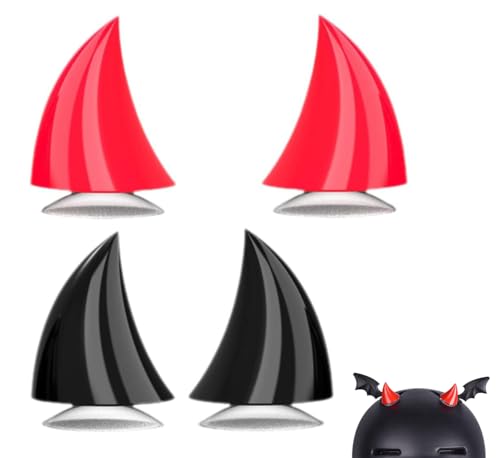 Bessy shop Motorradhelmhörner,4 Stück Motorrad Helm Hörner Eckdekoration,Teufel-Horn mit Saugnapf,Motorradhelm Teufelshorn,für Kinder Erwachsene Motorrad-Fahrrad-Ornament-Zubehör(schwarz, rot)