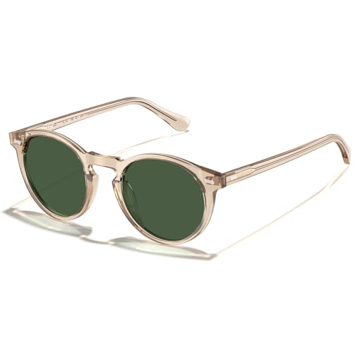 CARFIA Polarisierte Sonnenbrille Herren Männer Fahrenbrille Runden Rahmen mit Lederetui