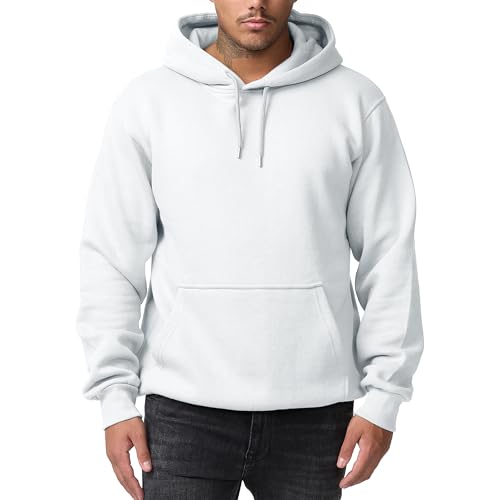 Smith & Solo Herren Kapuzenpullover – Sweatshirt Pullover Rundhals – Langarm – Slim – Fit – Training – Hoodie – Pulli – Hochwertige Baumwollmischung Männer (Weiss M)