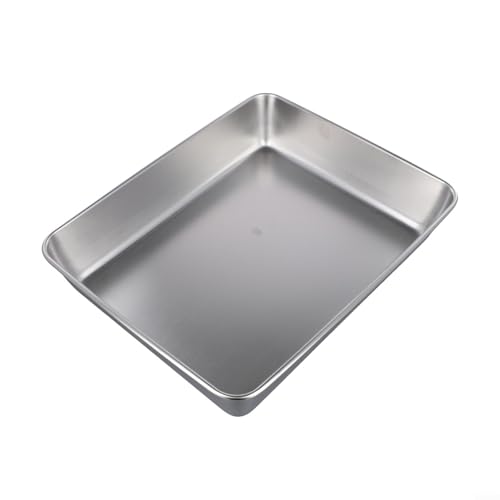 Rechteckiges Edelstahl-Tablett für einfaches Servieren, perfekt für Schulessen und Kleinkinder (30 x 25 x 5,5 cm)