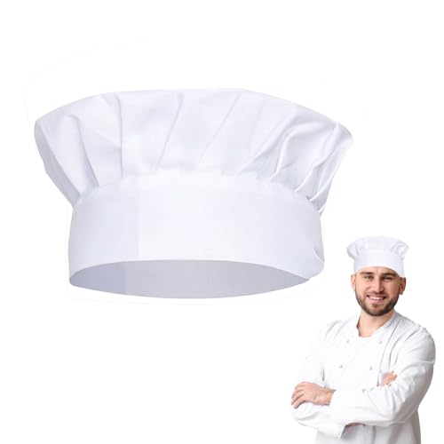 Lxtness Kochmütze,Unisex Kochmütze,ölrauchdichte Mütze, Verstellbar Kochhut Baumwolle Kochhüte Professionel Kochmütze Haarnetz Küche,Für Heimküche, Gourmet-Restaurant (Weiß)