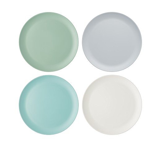 KitchenCraft 4er-Set Teller aus Melamin, mehrfarbige Teller aus der Colourworks Design Kollektion, Beilagenteller, 23cm, 1 Set