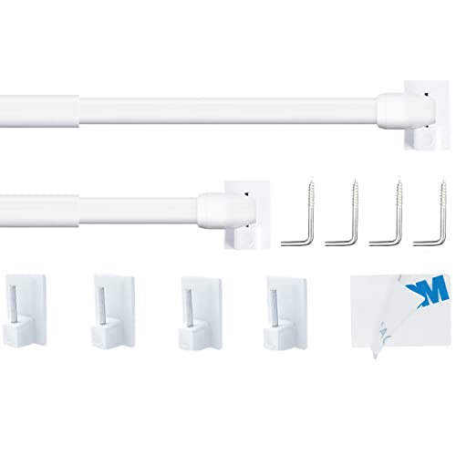 Aiitomg 2 Stücks Gardinenstange Ausziehbar, Genster Gardinenstange, Ausziehbare gardinenstange, für Store, Schrank, Fenster, Küche, DIY-Projekte (40-70CM,Weiß)