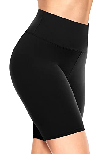 TNNZEET Radlerhose Damen Hohe Taille Kurze Sporthose Leggings Blickdicht Sommer Shorts Yoga Hose für Gym Sport (Schwarz,S-M)