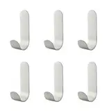 6 Stück Haken Selbstklebend, Edelstahl Klebehaken, Kleine Haken selbstklebend Edelstahl, Handtuchhalter ohne Bohren Wandhalterung, Handtuchhaken für Badezimmer, Küche, Garderobe