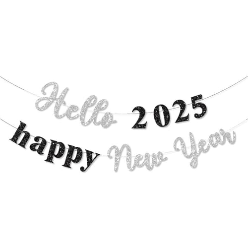 Qsvbeeqj 2025 Neujahrslieferant Glitzernder Papier Schwarz Gold Farbschema Alphabete Für Die Dekoration Und Feierliche Veranstaltung
