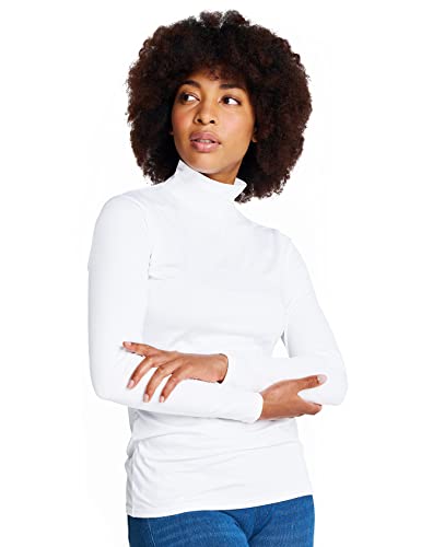 LAPASA Damen Stehkragen Thermounterhemd, Innenfleece Thermounterwäsche langärmliges Thermo-Shirt Funktionsunterwäsche Oberteil (L87 Warm), Weiß (warm), XS