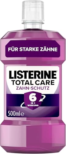 LISTERINE Total Care Zahn-Schutz (500 ml), Zahnpflege Mundwasser stärkt die Zähne durch Fluorid, antibakterielle Mundspülung gegen Karies mit 6 in 1 Wirkung, bis zu 24h frischer Atem