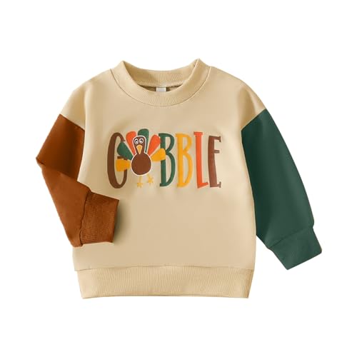 biJerou Girl Sweatshirt, süße Thanksgiving-Buchstaben, Türkei, Bedruckt, Kapuzenpullover, Tücher Mädchen Pullover Kleinkind (White, 6-9 Months)
