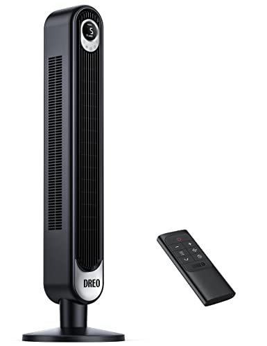 Dreo 28dB Leiser Turmventilator, 106cm Höhe 6 Geschwindigkeitstufen 4 Modi, 12H Timer, 90° oszillierender Ventilator Standventilator mit Fernbedienung Kühlung für Schlafzimmer, Schwarz, Cruiser Pro T1