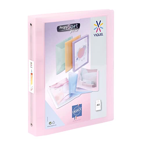 Viquel Flexibler Ordner A4 MAXI personalisierbar – 4 Ringe – Rücken 4 cm – für A4-Dokumente – Rosa transluzent