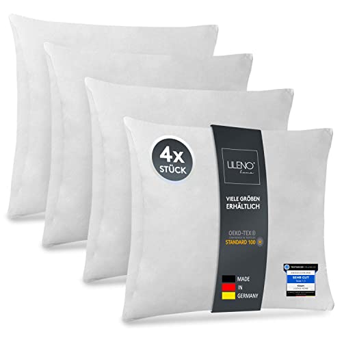 LILENO HOME 4er Set Kissenfüllung 45x45 cm - 40°C waschbares Innenkissen geeignet für Allergiker - Polyester Kisseninlet als Couchkissen, Sofa Kissen Cocktailkissen und Kopfkissen