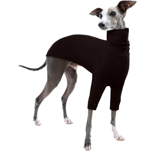 Whippet Pullover, Shirt Whippet Rollkragenpullover Italienischer Windhund Mantel Italienischer Windhund Kleidung Hundepullover Kleine Hunde(Braun, XS)