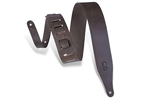 Levy's M17D Gitarrengurt Veg-tan Leather Distressed 2 1/2" - Dark Brown
