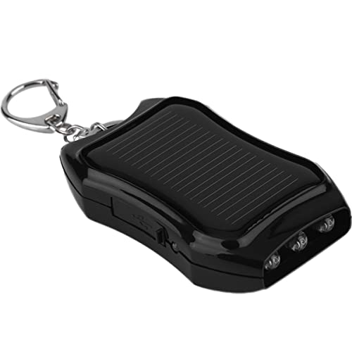 BUTORY Ein Schlüsselanhänger für Solarenergie, 1200 mAh, Solar-Ladegerät, mit 3 Mini-Ladegeräten mit Solarpanel, tragbar, Camping, Survival, Schwarz