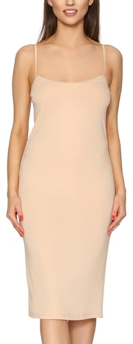 Merry Style Damen Unterkleid Knielänge Petticoat Midi Länge einstellbare Träger MS10-402 (Nude, M)