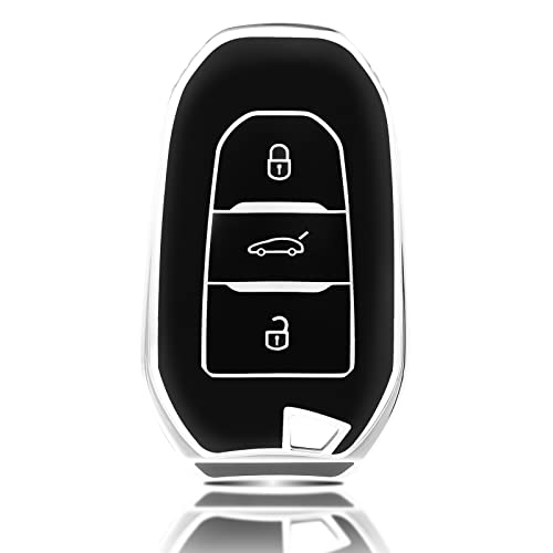 OFFCURVE Autoschlüssel Hülle Schlüsselhülle, Schlüsselcover Schlüsselgehäuse Schutzhülle 3 Tasten Passt für Peugeot 3008 5008 208 308 408 508 307 Citroen C1 C3 C4 C5 Grand Picasso DS3 DS5 Cactus C3XR