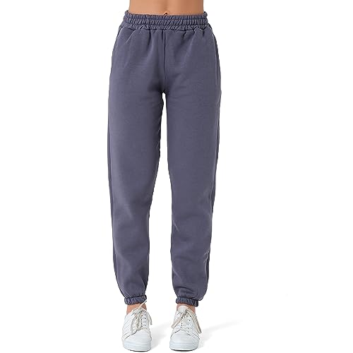 Smith & Solo Jogginghose Damen – Baumwolle Frauen Winter Sporthose, Laufhosen Fitness High Waist, Sweatpants Freizeithose Lang, Jogging Hose Trainingshose Warme Modern Anthrazit/XL