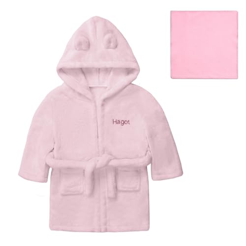 HAGOT Baby Jungen & Mädchen Unisex Bademantel, Weiches Plüsch Flanell Fleece mit Kapuze Bademantel, 63 * 46 CM (6-12 Months)