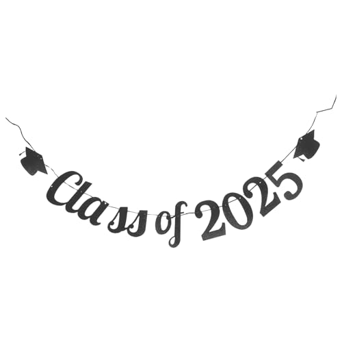 OHPHCALL Abschluss-Dekorationen Der Klasse 2025 Banner Abschluss-Glückwunsch Absolventen-Party-Dekoration Für College High School Universität Abschlussfeier Partyzubehör Schwarz