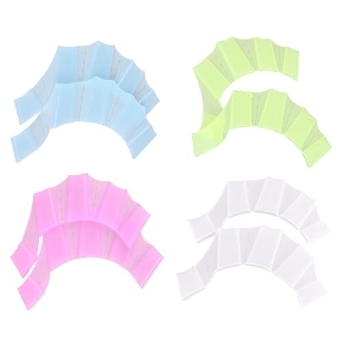 Wenyue 4 Paar Silikon-Schwimmtrainingshandschuhe Handpaddel Schwimmflossen Schwimmflossen Trainingshandschuh Schwimmhandschuhe Mit Schwimmhäuten Schwimmtrainingsgeräte für Erwachsene und Kinder