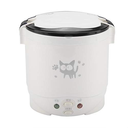 Auto Reiskocher, 12V Rice Cooker Mini Kleiner Elektrischer Reiskocher und Dampfgarer 1L für Wohnmobil LKW 2 Personen (WHITE)