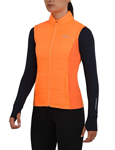 TCA Mädchen Excel Runner Leichte Thermolaufweste mit Reißverschlusstaschen - Orange, XLY 12-14 Jahre