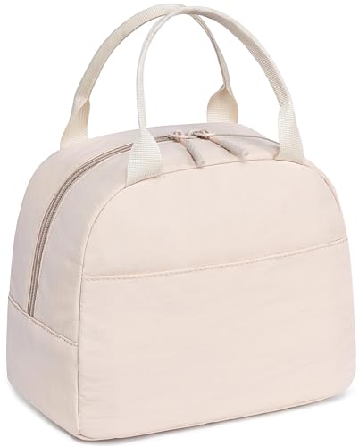 LEDAOU isolierte Lunch-Box Frauen wiederverwendbare Lunch-Tasche Cord Mittagessen Tote Handtaschen auslaufsichere thermische Kühler Mittagessen Fall große Kapazität (Reines Beige)