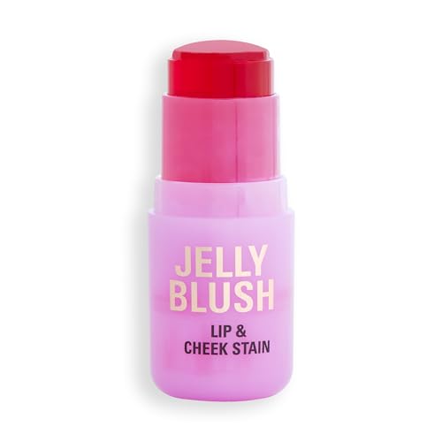 Revolution Beauty, Jelly Blush Stick für Lippen & Wangen, Langanhaltend & Aufbaubar mit Hyaluronsäure & Aloe, Vegan & Ohne Tierversuche, Erdbeerrot