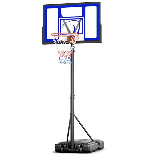 Basketballkorb Outdoor 305 cm,Basketballkörbe mit Ständer,Basketballkorb Höhenverstellbar 135-305cm,Transportable Korbanlagen Kinder Teenager Erwachsene (Blau)