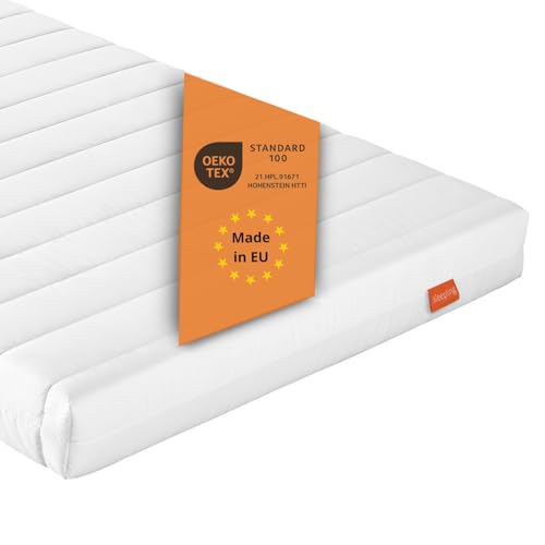 sleepling Matratze 90 x 200 x 11 cm, Rollmatratze Gästematratze, Komfortschaummatratze, Made in EU, Bezug waschbar, Ökotex 100, Härtegrad 2, weiß